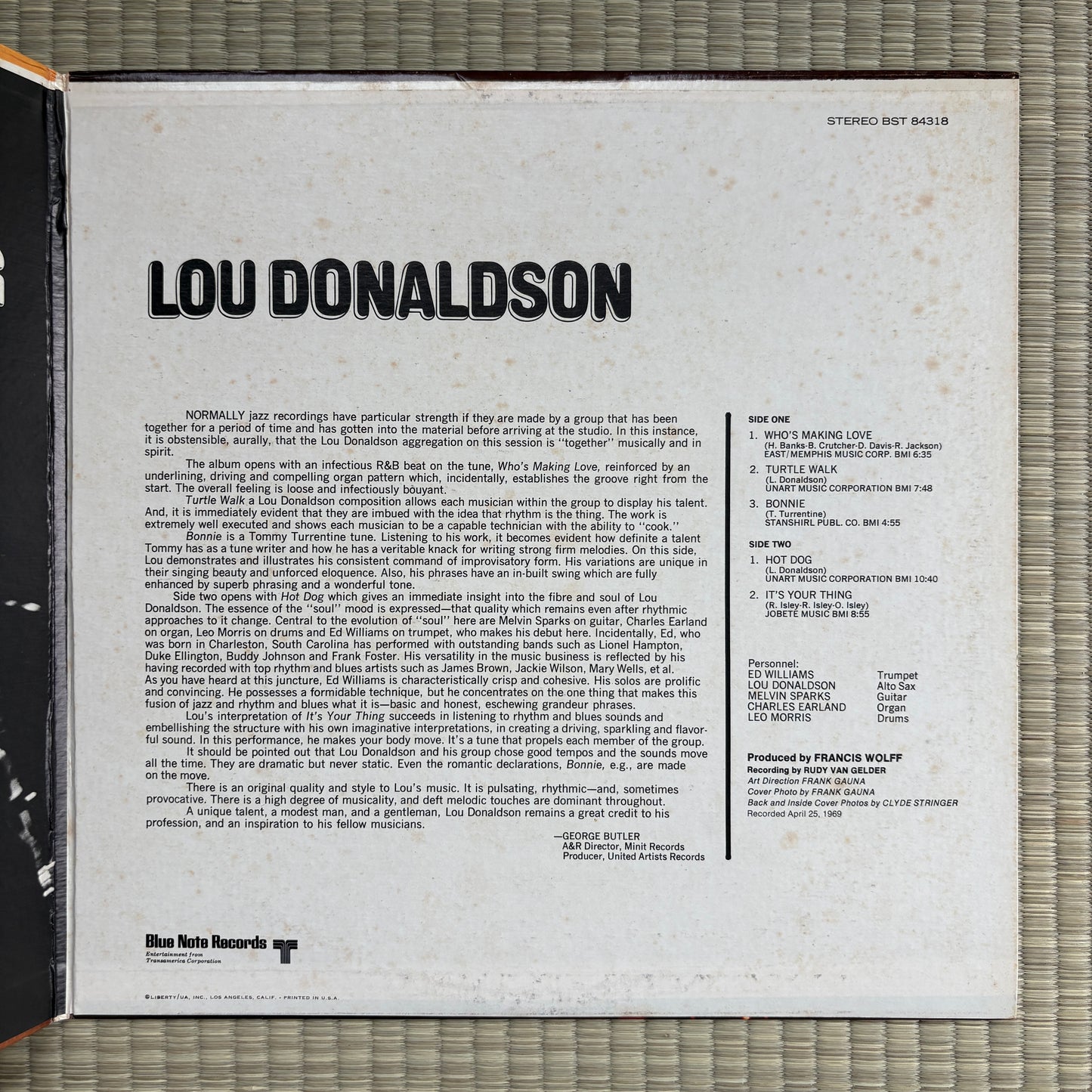 Lou Donaldson - Hot Dog / BST 84318 Blue Note US Original LP