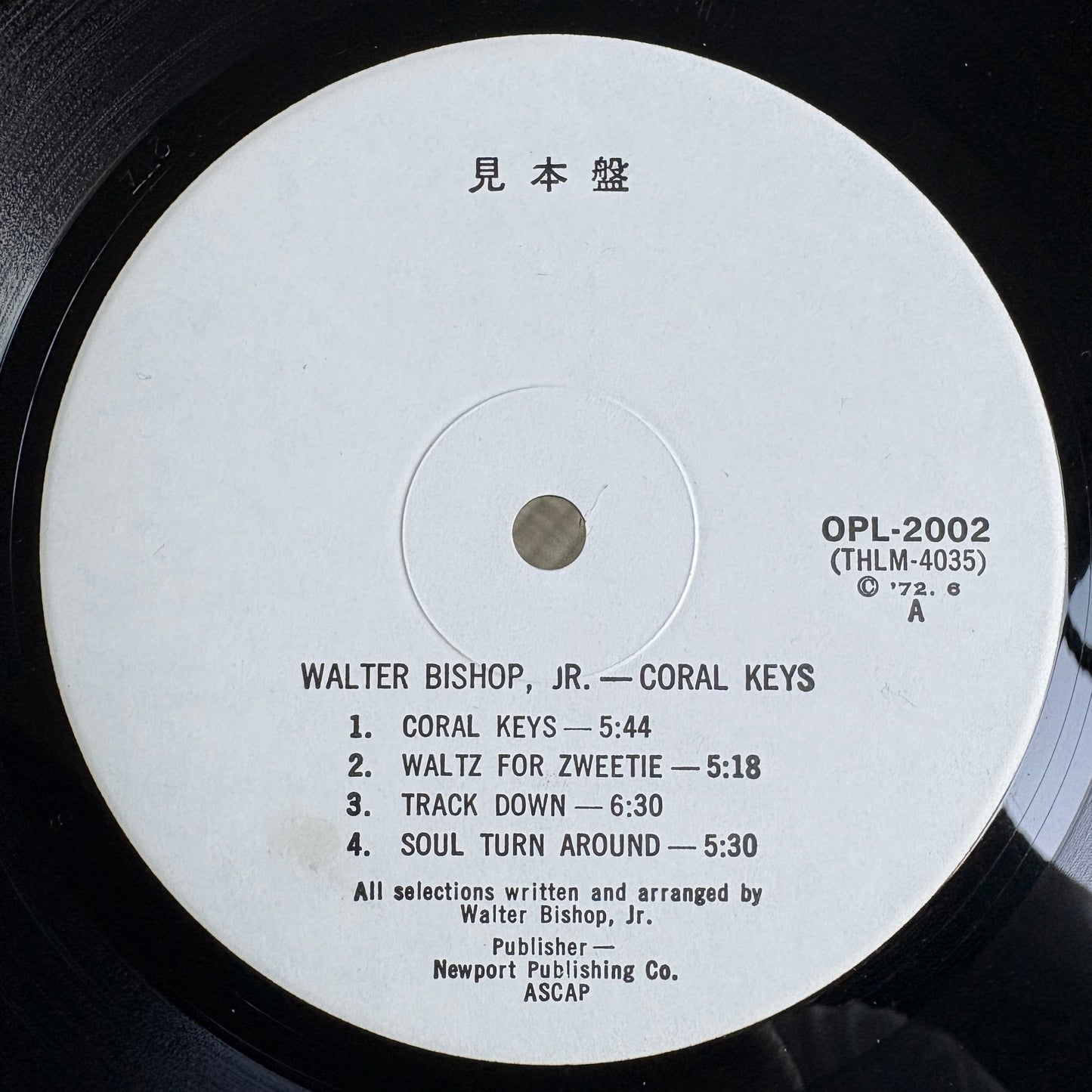 Walter Bishop, Jr. - Coral Keys / OPL-2002 Black Jazz Japan Original Promo LP