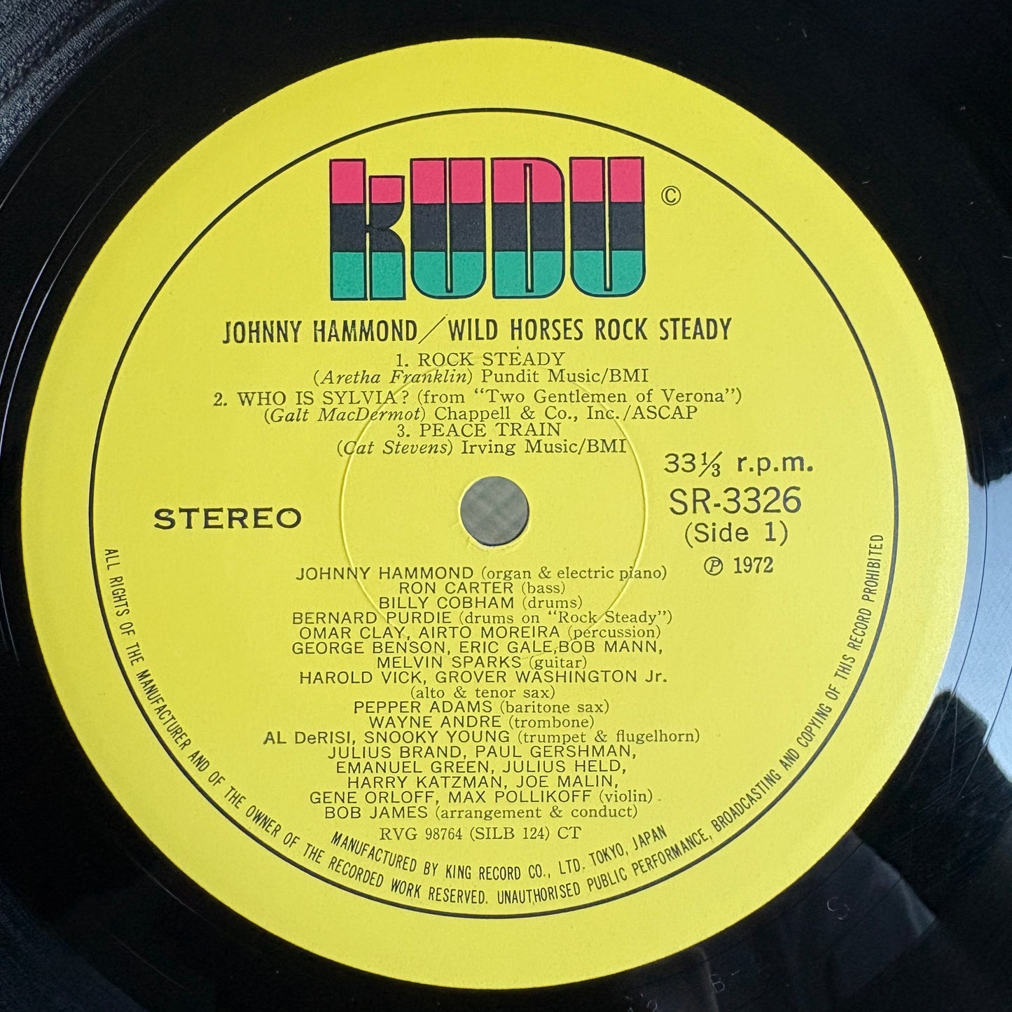 Johnny Hammond – Wild Horses Rock Steady / SR 3326 Kudu Japan Original LP