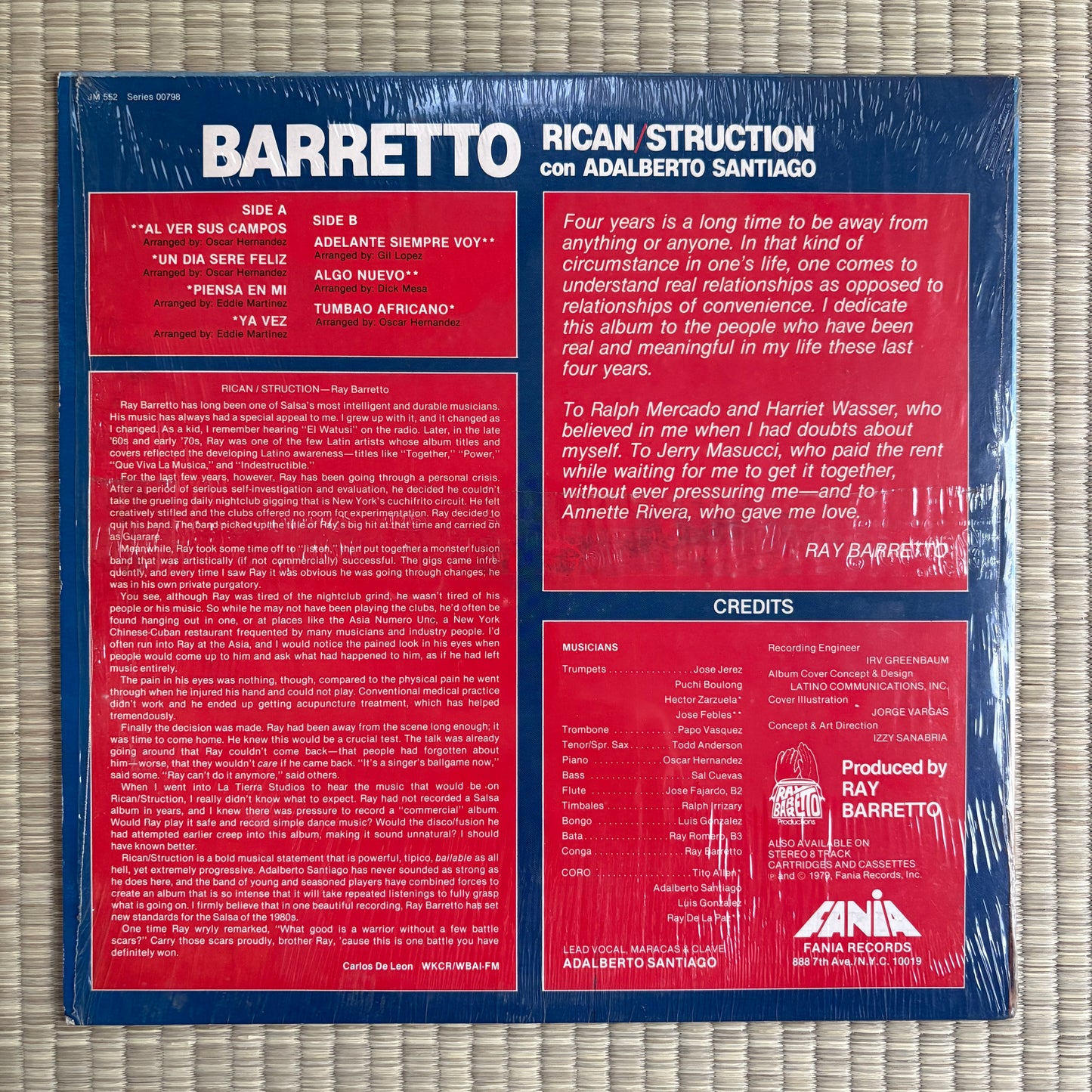 Ray Barretto, Adalberto Santiago – Rican/Struction / JM 552 Fania US Original LP