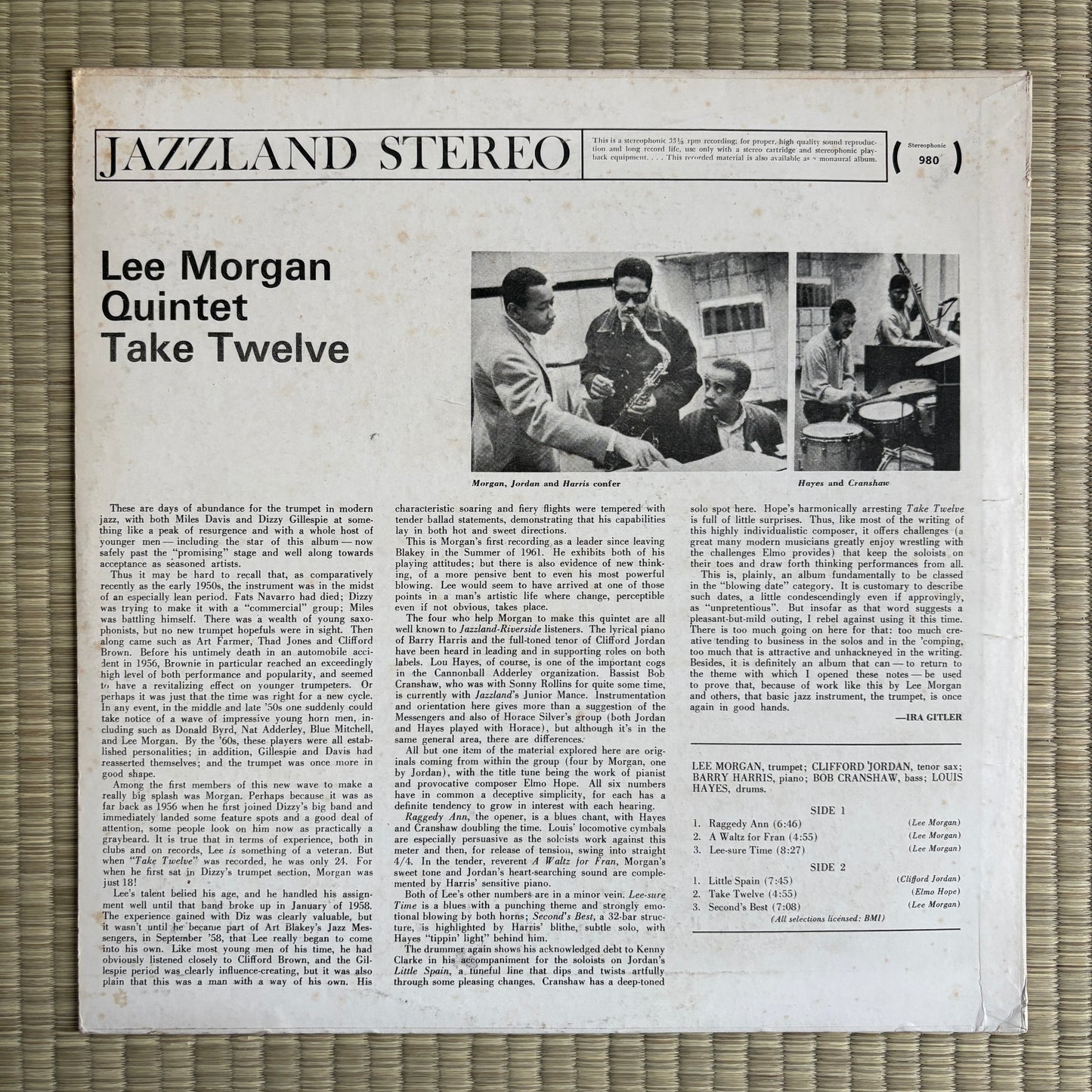 Lee Morgan Quintet - Take Twelve / JLP 980 Jazzland US LP