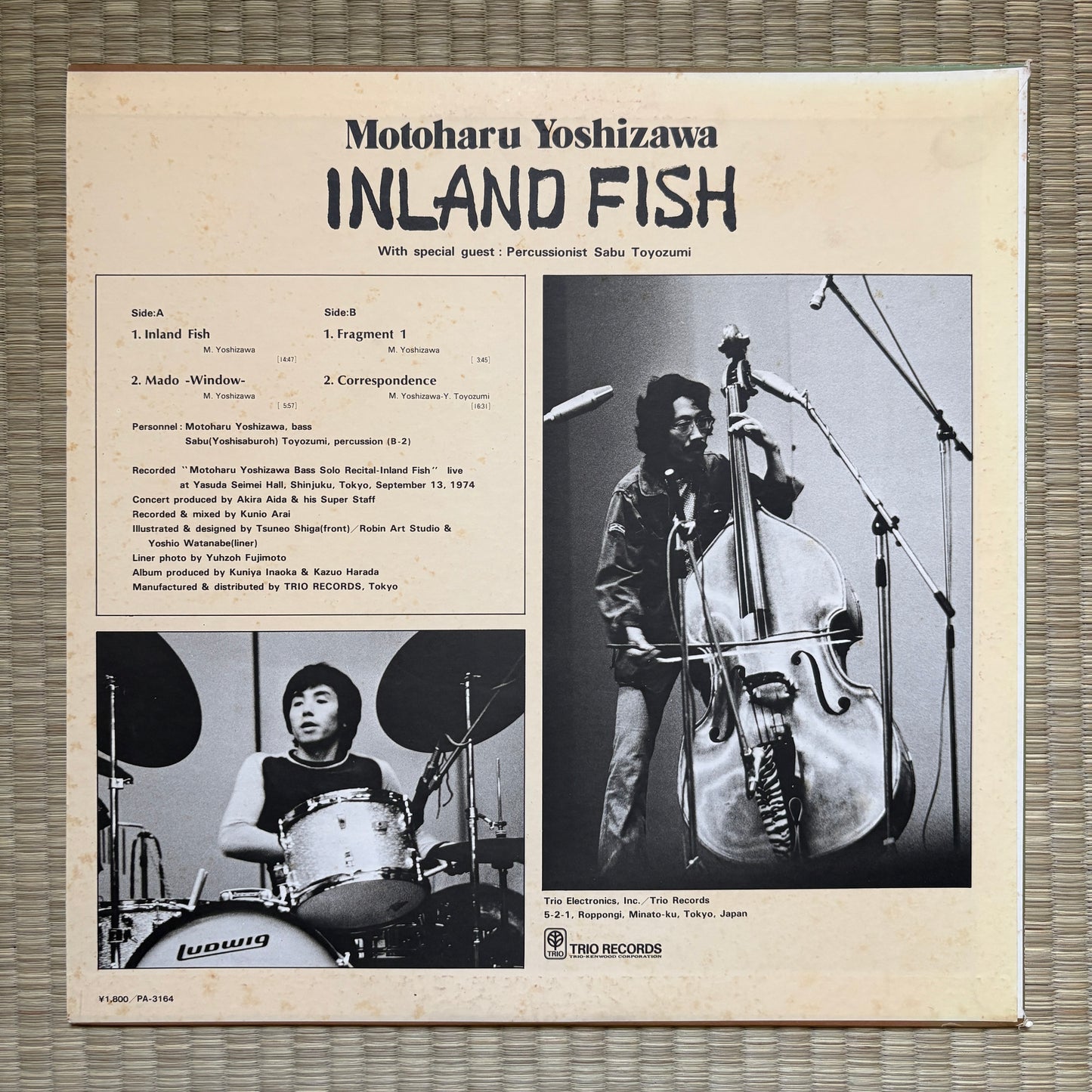 Motoharu Yoshizawa - Inland Fish / PA-3164 Trio Japan LP