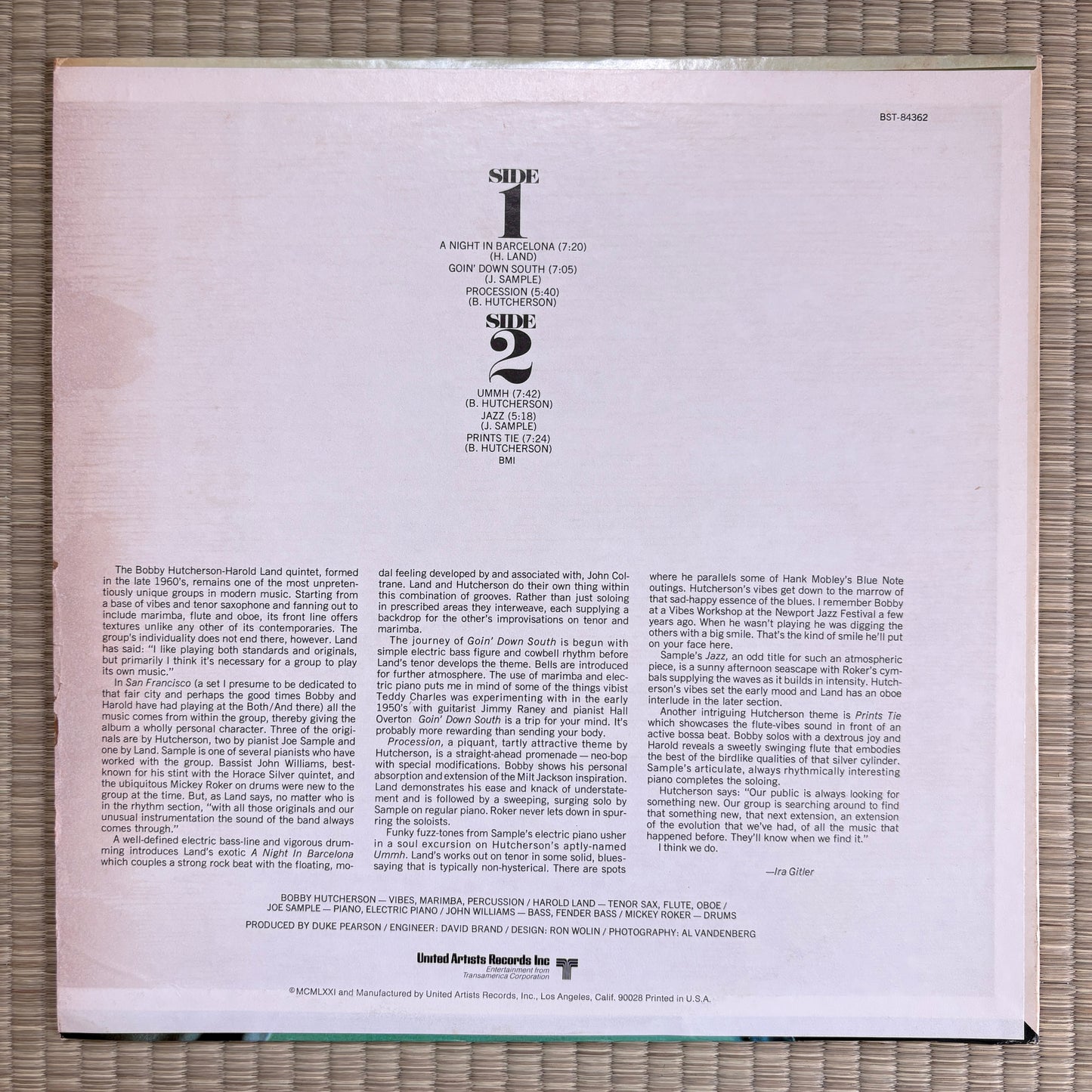 Bobby Hutcherson, Harold Land – San Francisco / BST 84362 Blue Note Original LP