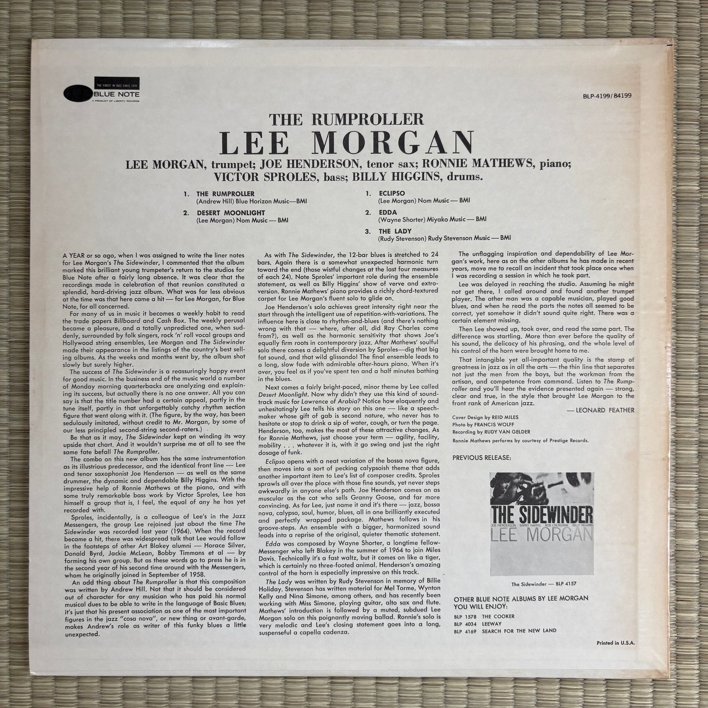 Lee Morgan ‎– The Rumproller / BST 84199 Blue Note US LP