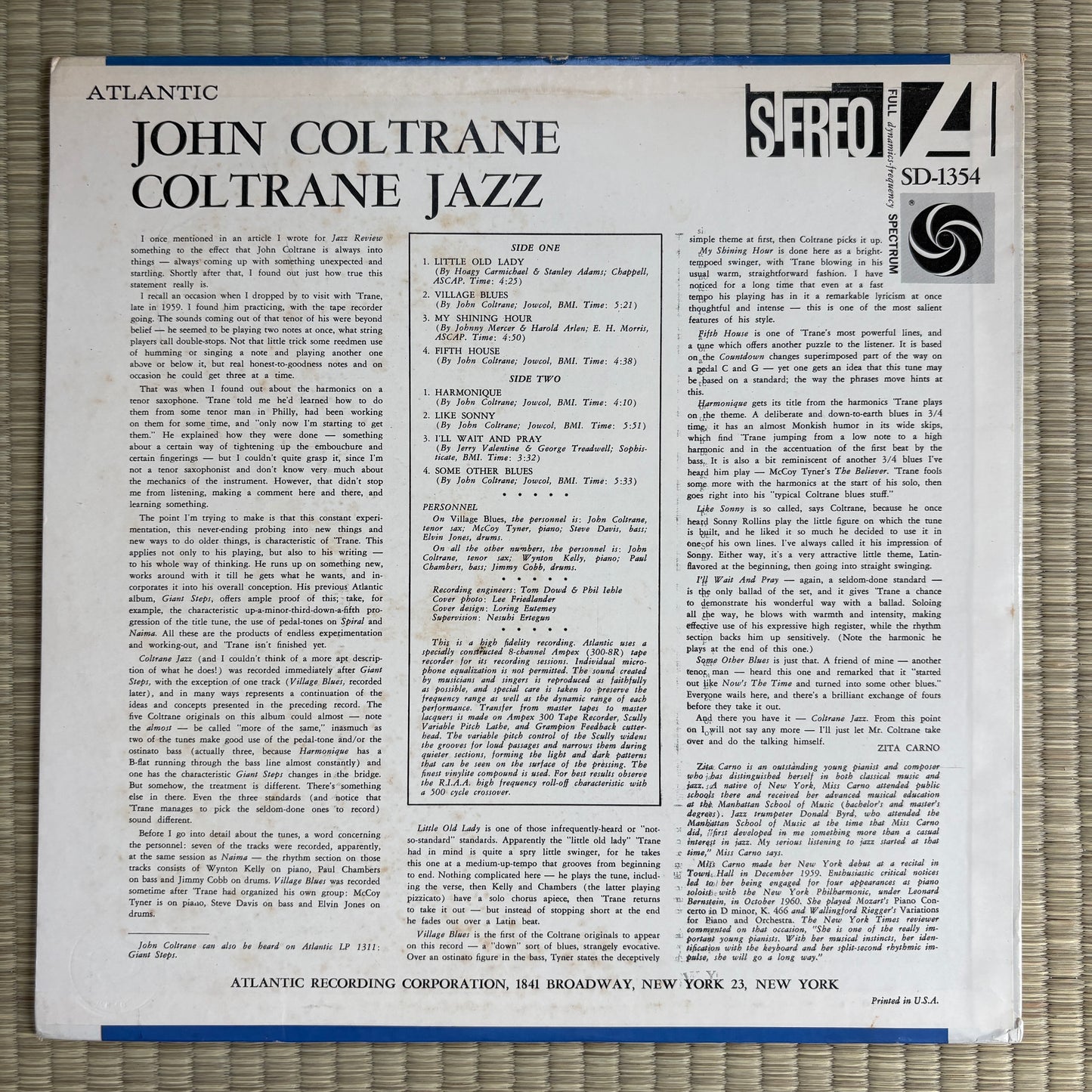 John Coltrane ‎– Coltrane Jazz / SD 1354 Atlantic US LP