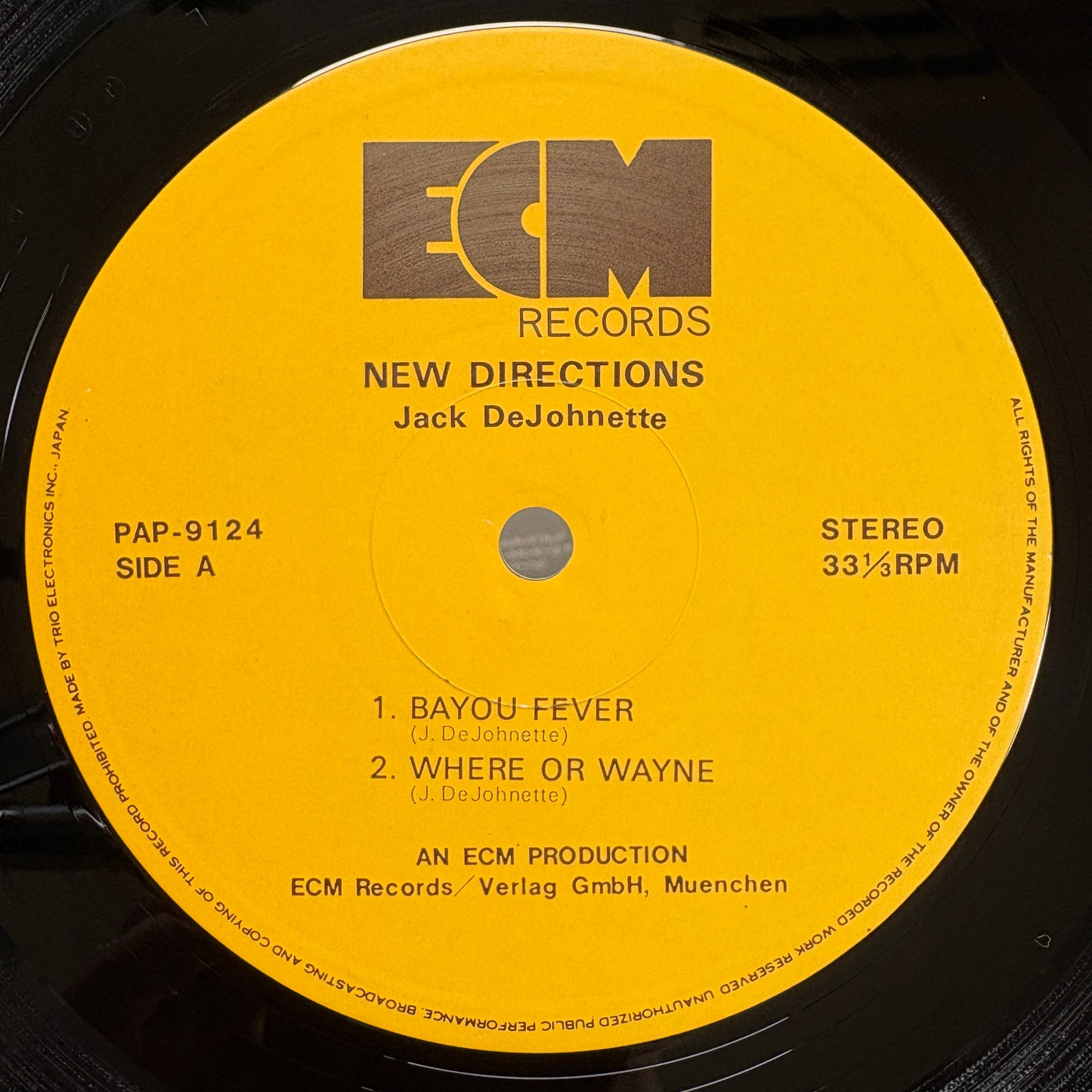 Jack DeJohnette ‎– New Directions / PAP-8124 ECM Japan Original LP