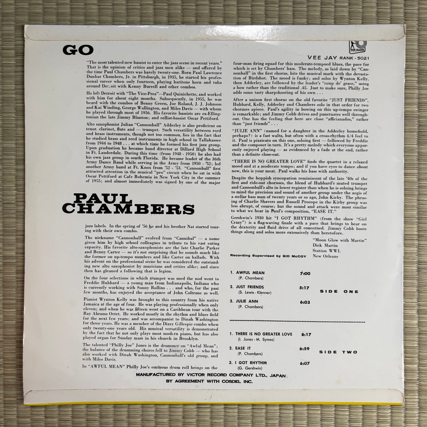 Paul Chambers - Go / RANK-5021 Top Rank Japan Original LP