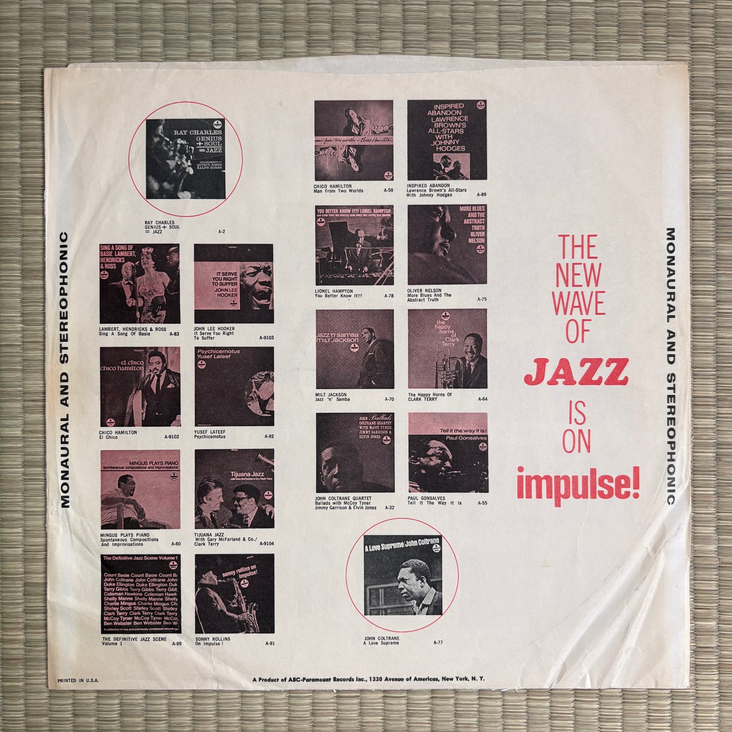 Yusef Lateef ‎– A Flat, G Flat And C / AS-9117 Impulse! US Original LP