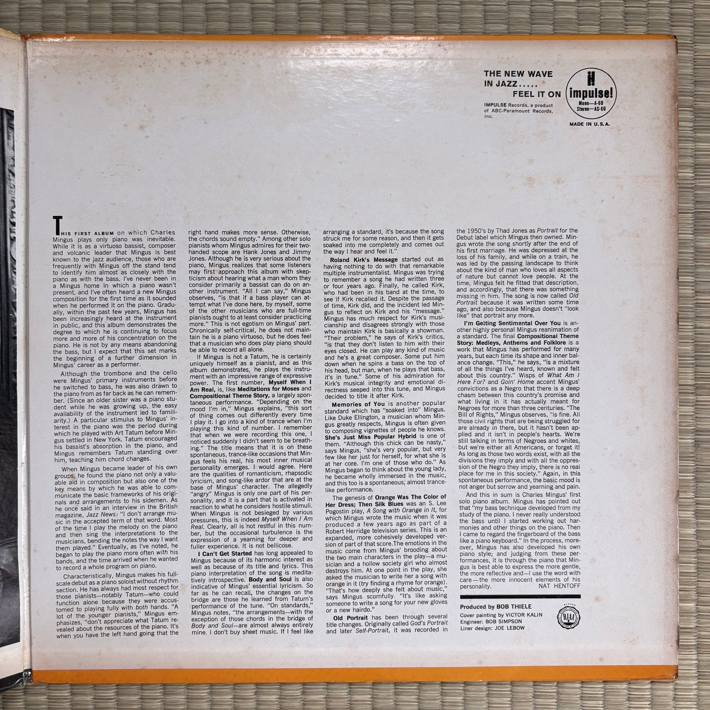Charles Mingus ‎– Mingus Plays Piano / AS-60 Impulse! US Original LP