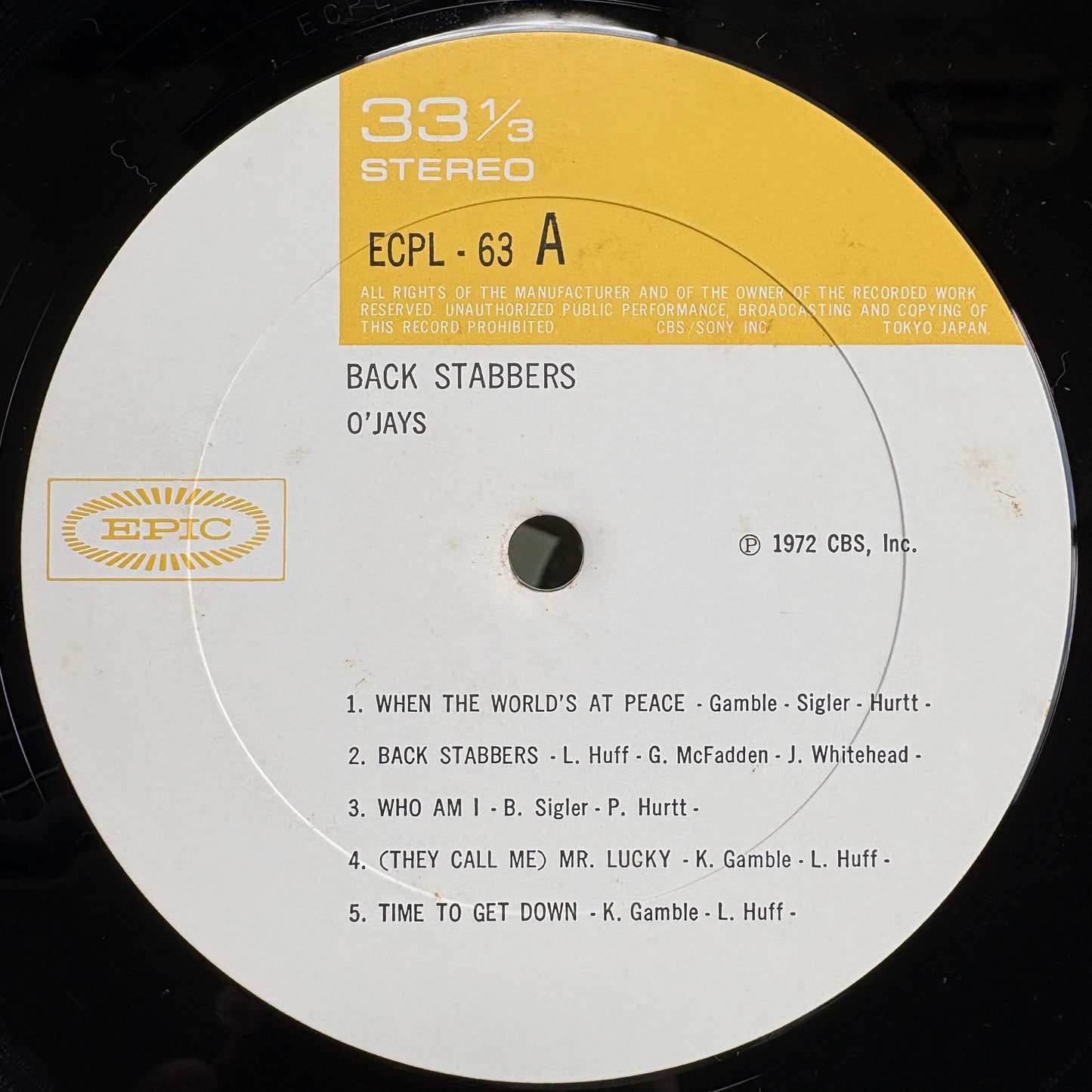 O'Jays - Back Stabbers / ECPL-63 Epic Original Japan LP