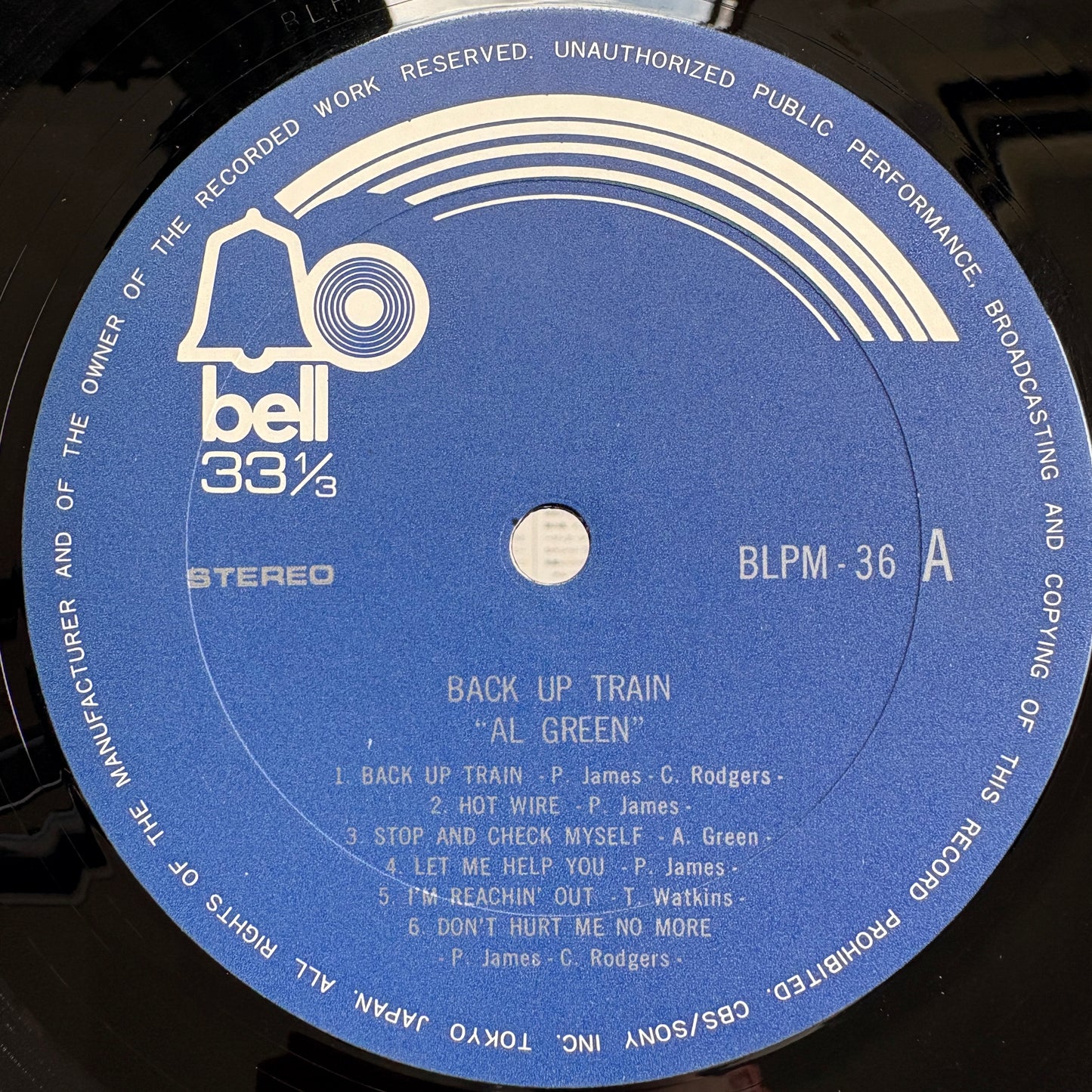 Al Greene ‎- Back Up Train / BLPM-36 Japan LP