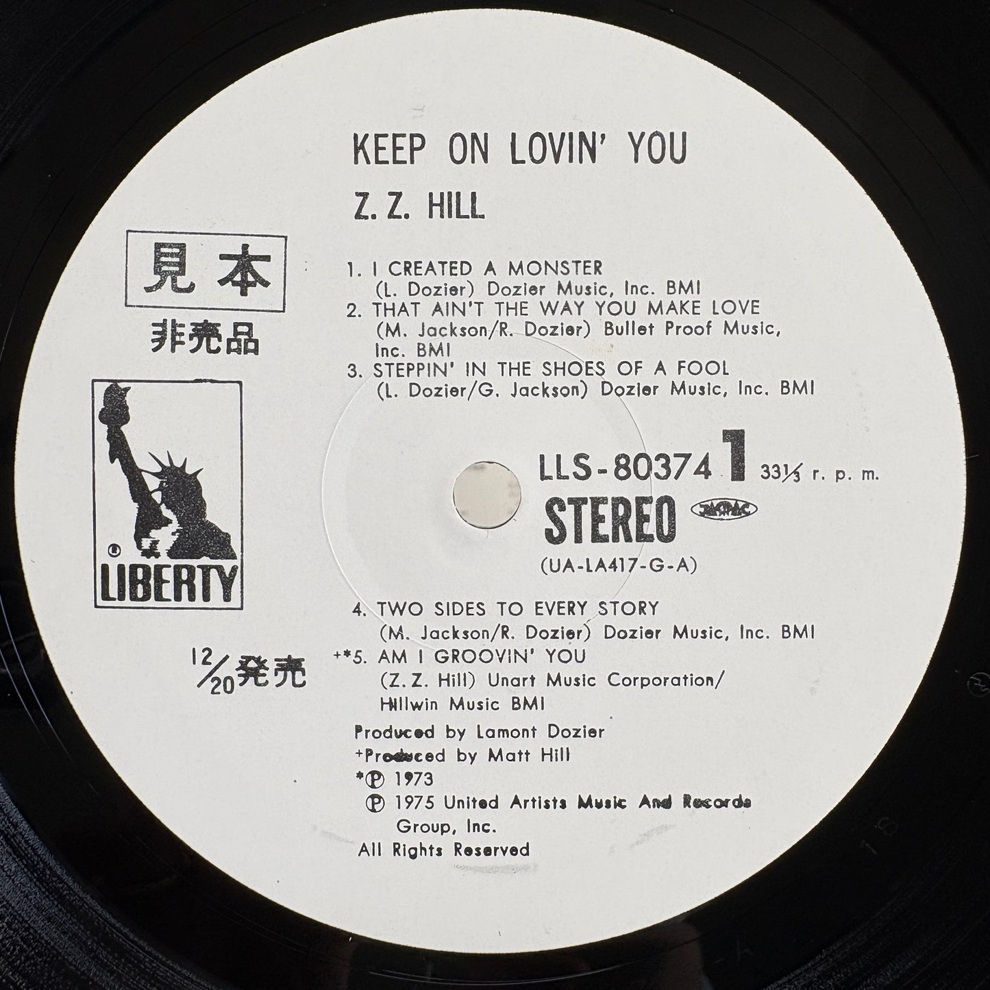 Z.Z. Hill – Keep On Lovin' You / LLS-80374 Liberty Japan Original Promo LP