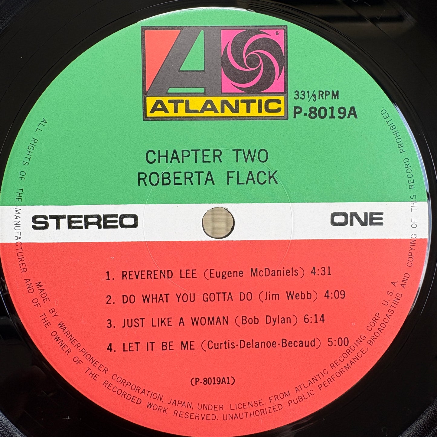 Roberta Flack – Chapter Two / P-8019A Atlantic Japan Original LP