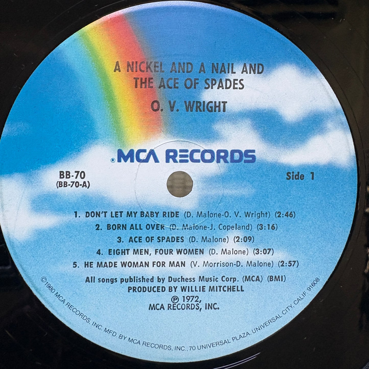 O.V. Wright – A Nickel & A Nail & The Ace Of Spades / BB 70 MCA US LP