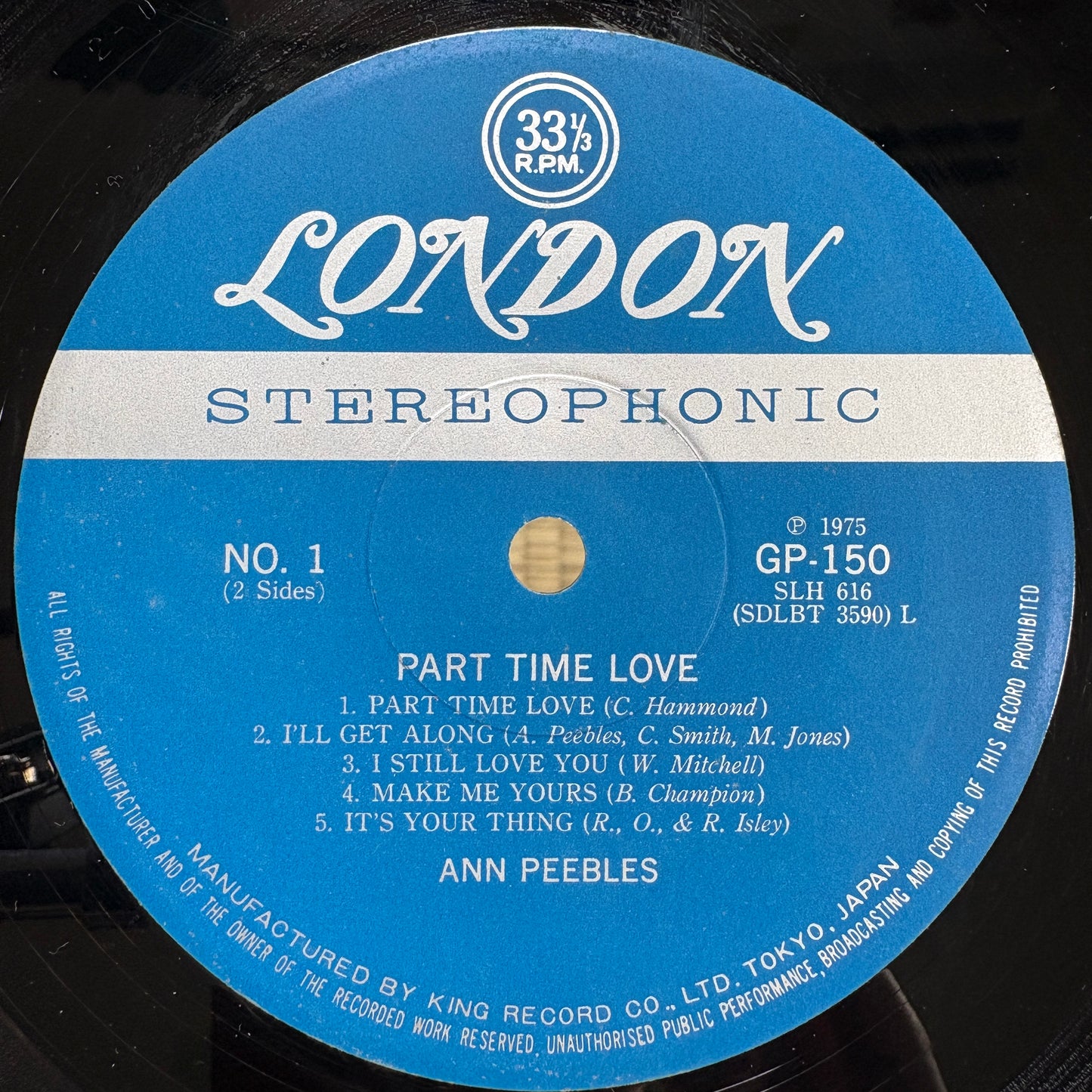 Ann Peebles ‎– Part Time Love / GP 150 London Japan Original LP