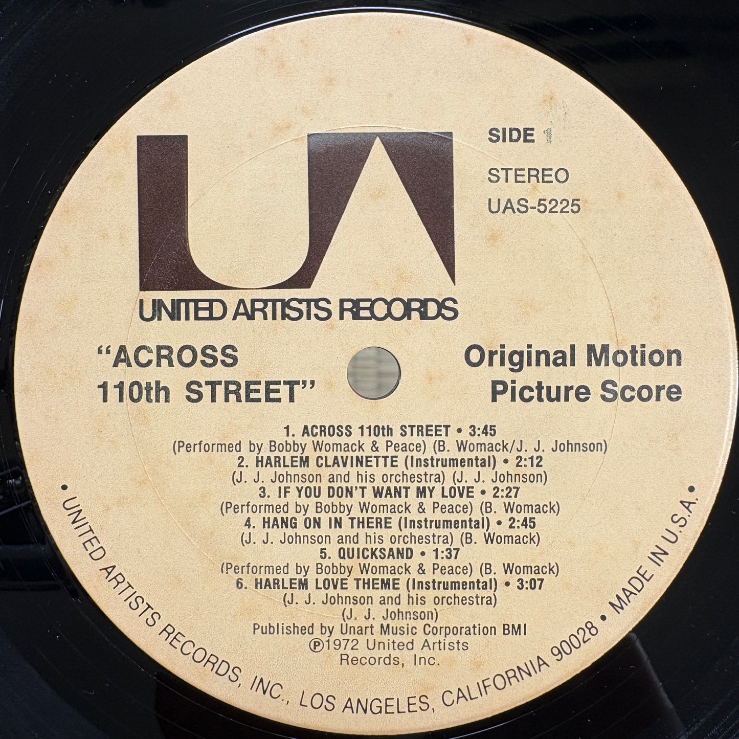 Bobby Womack, J.J. Johnson ‎– Across 110th Street / UAS-5225 United Artists US Original LP