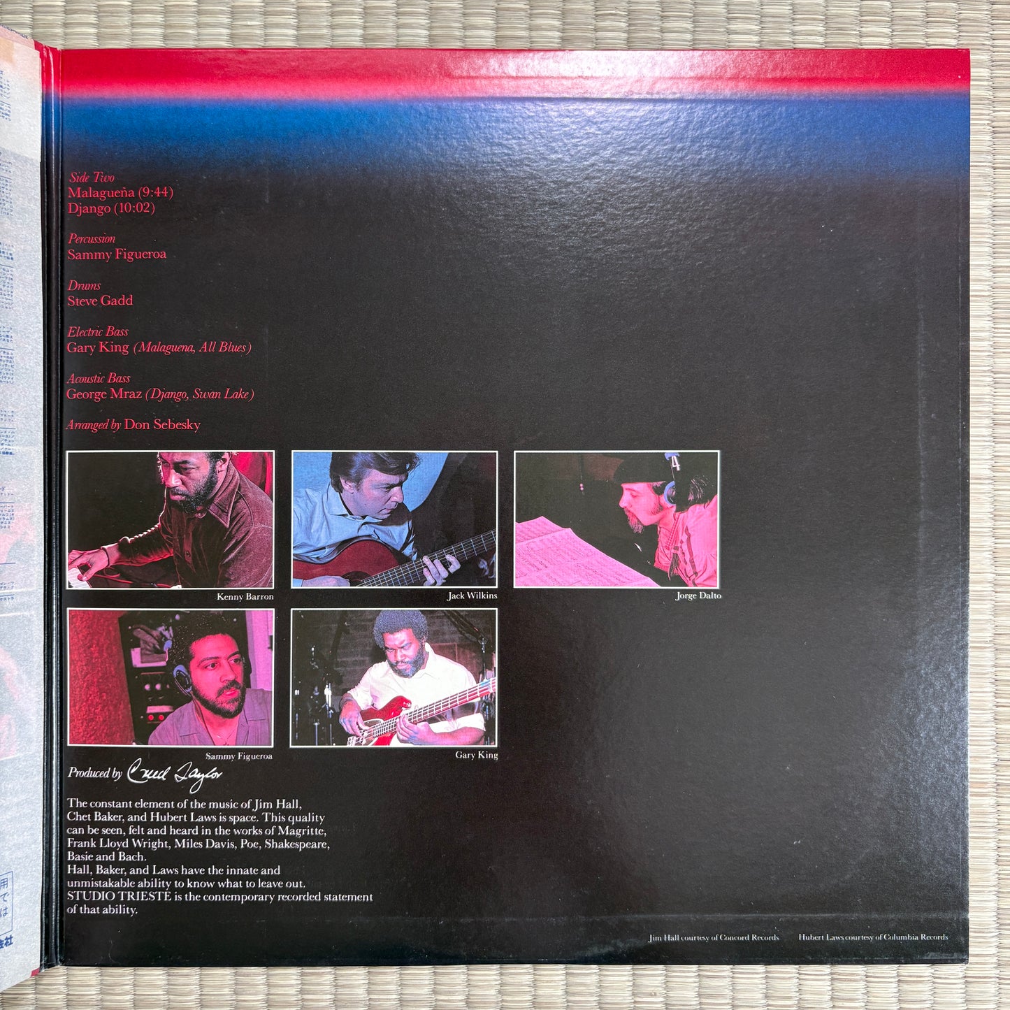 Chet Baker, Jim Hall, Hubert Laws – Studio Trieste / K26P 6180 CTI Japan Original LP