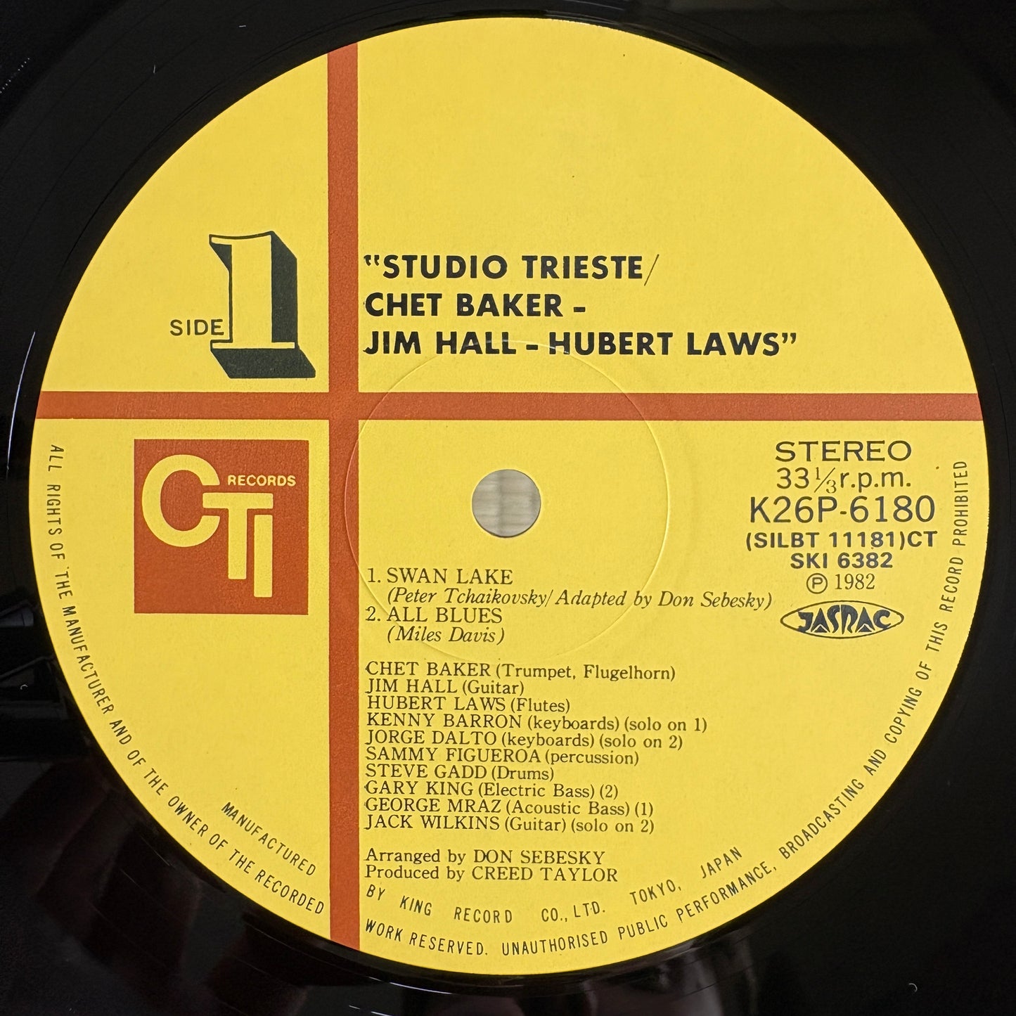 Chet Baker, Jim Hall, Hubert Laws – Studio Trieste / K26P 6180 CTI Japan Original LP