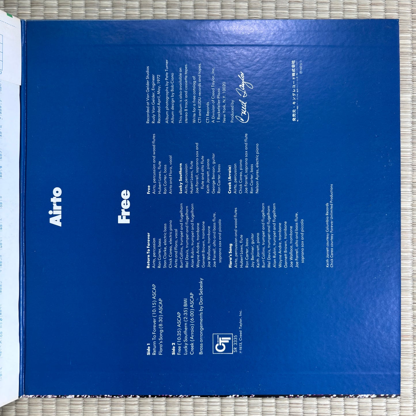 Airto – Free / SR 3335 CTI Japan Original LP