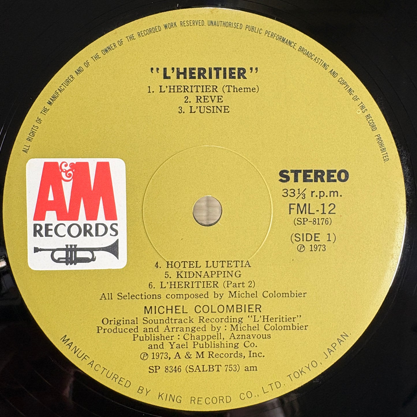 Michel Colombier – L'Heritier / FML-12 A&M Japan Original LP
