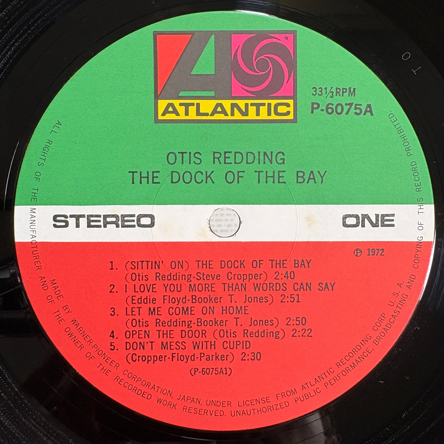 Otis Redding ‎– The Dock Of The Bay / P-6075A Atlantic Japan LP