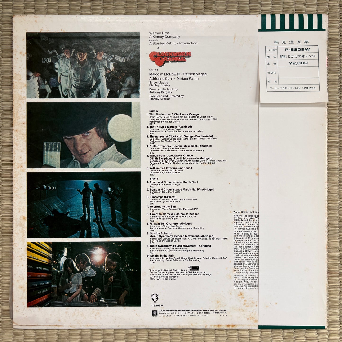 V/A - Stanley Kubrick's A Clockwork Orange / P-8209W Warner Bros Japan Original LP