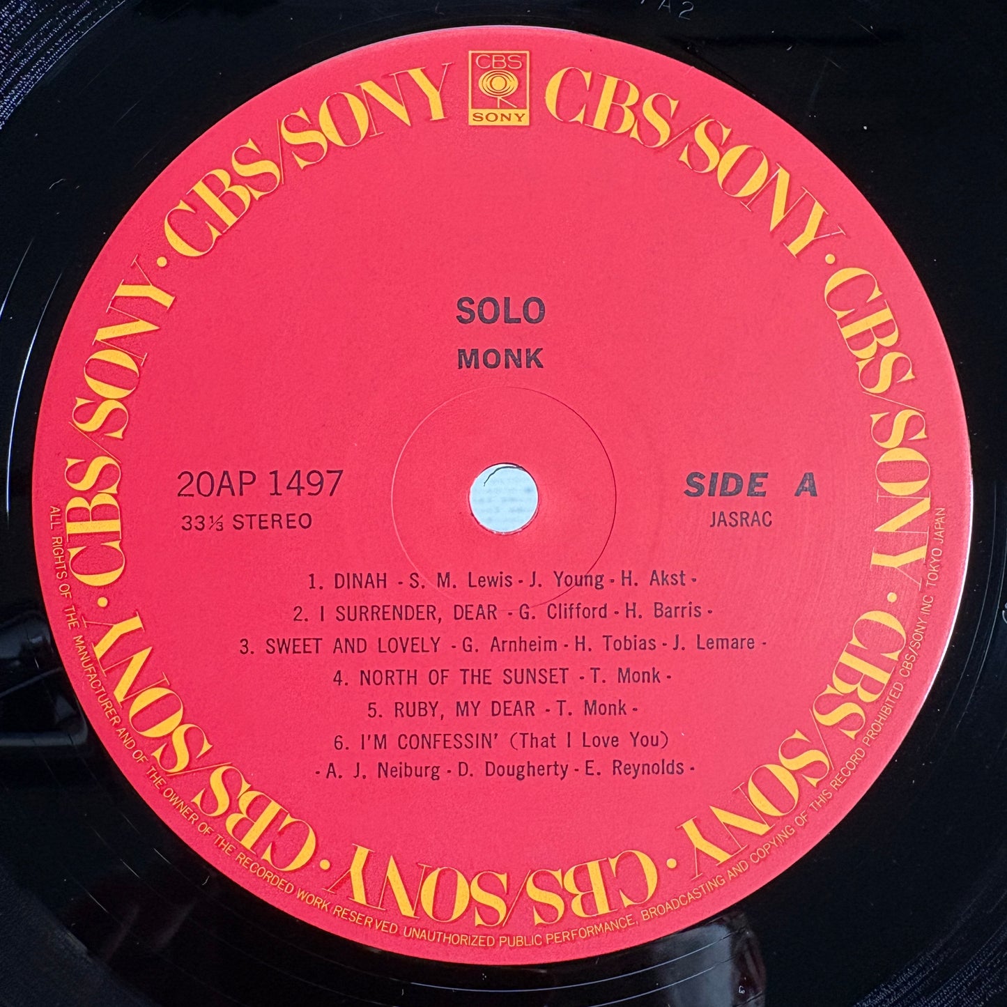 Monk – Solo Monk / 20AP 1497 CBS/Sony Japan LP