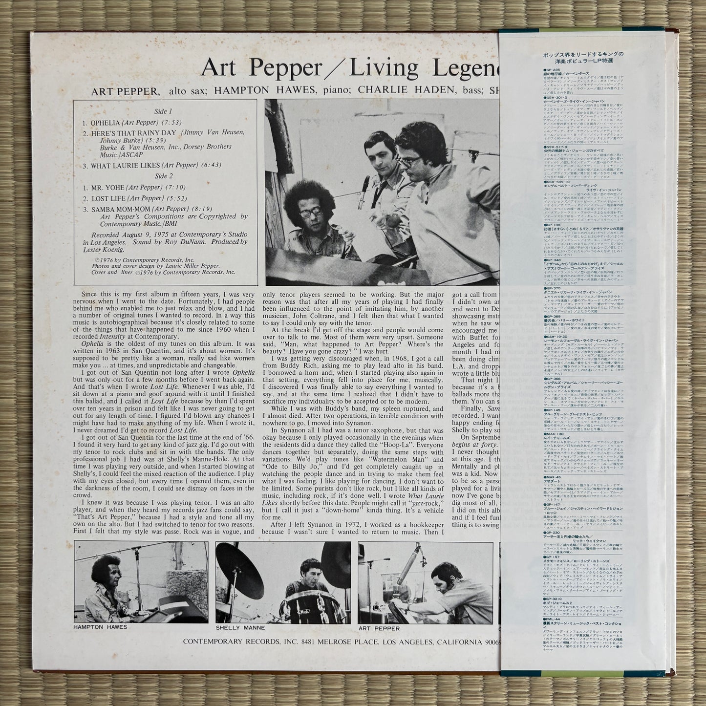 Art Pepper – Living Legend / GP 3035 Contemporary Japan Original LP
