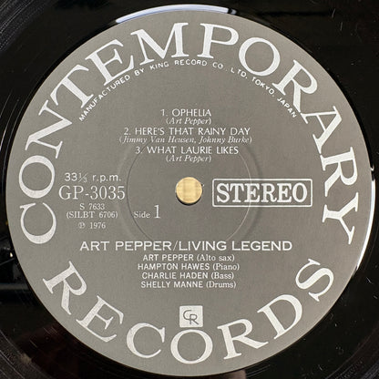 Art Pepper – Living Legend / GP 3035 Contemporary Japan Original LP