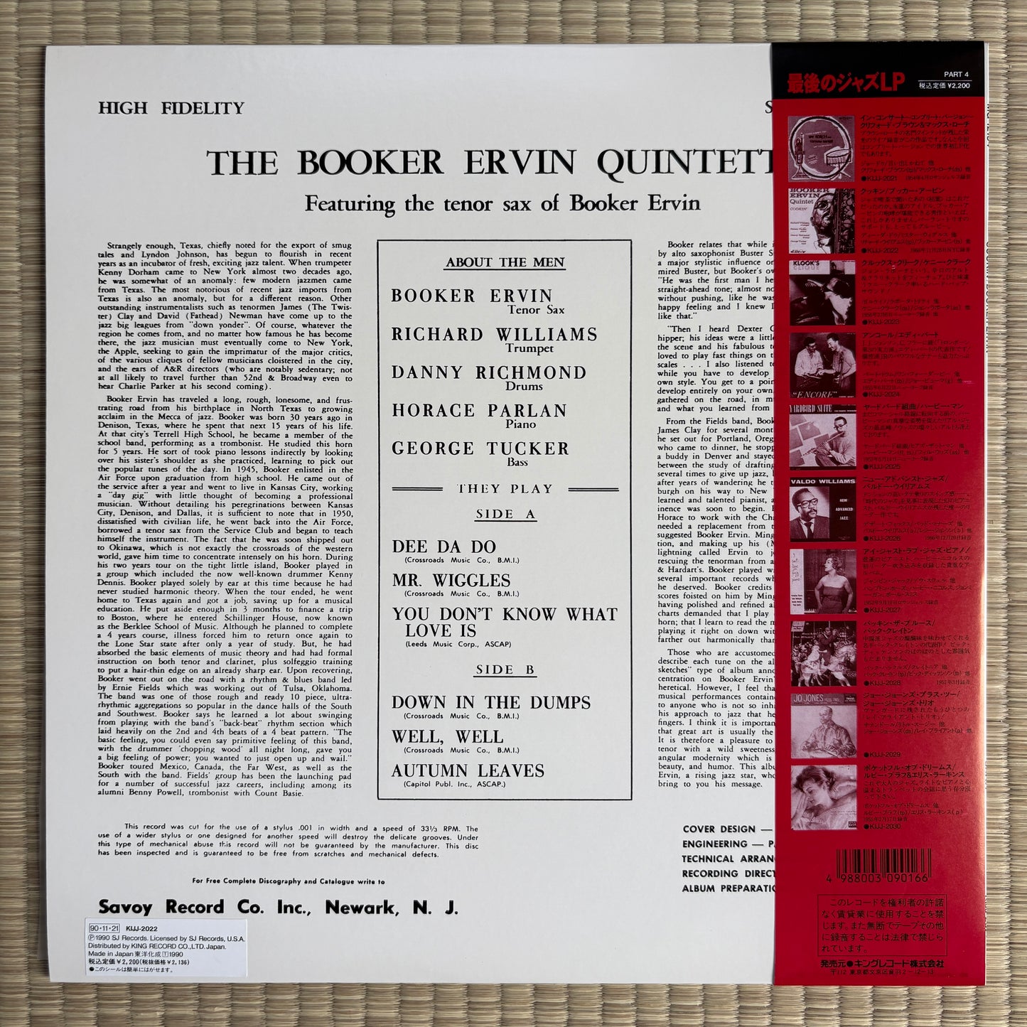 Booker Ervin Quintet – Cookin' / KIJJ-2022 Savoy Japan LP
