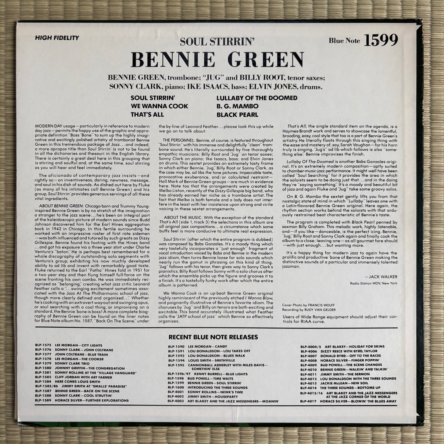 Bennie Green – Soul Stirrin' / BST 81599  Blue Note US LP