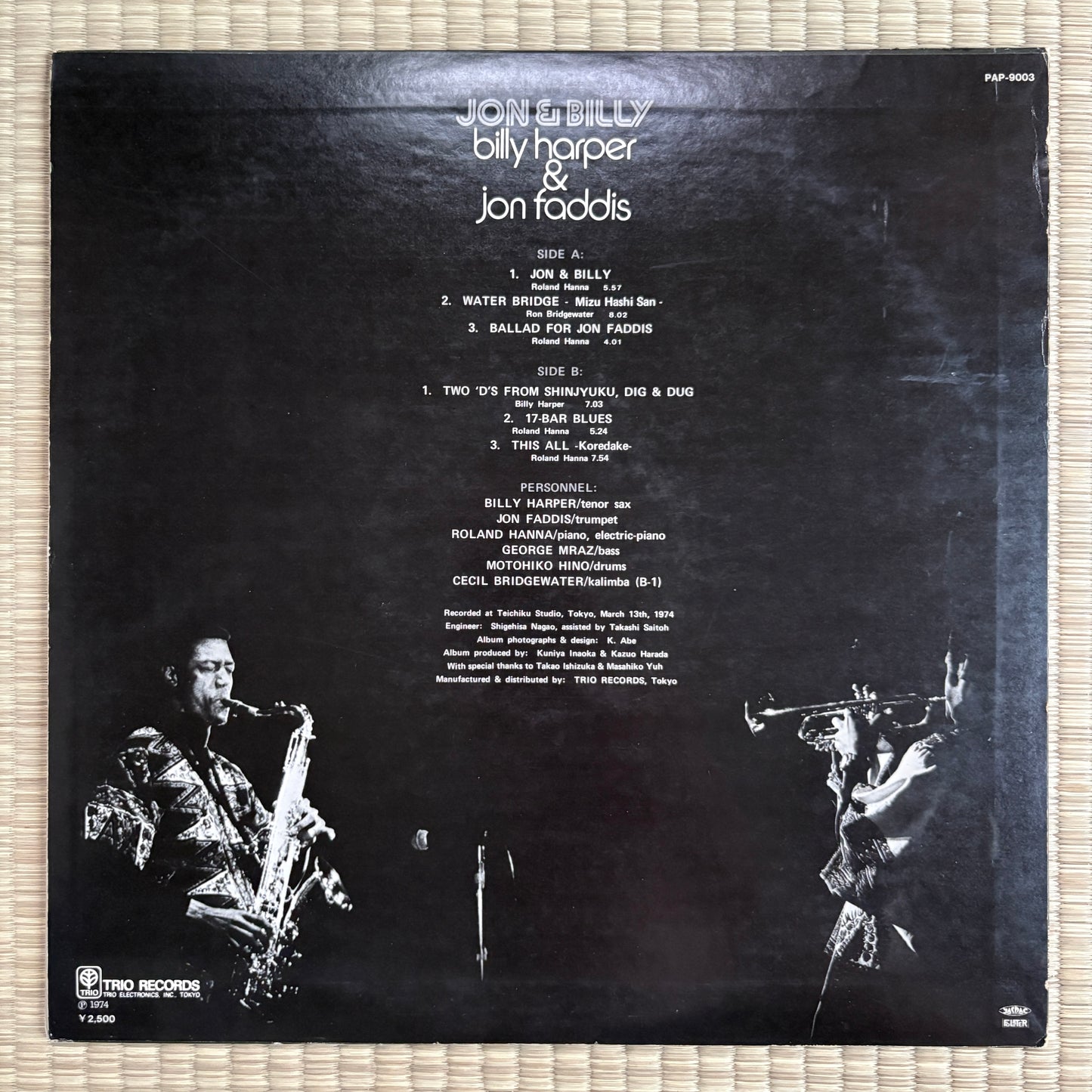 Billy Harper & Jon Faddis – Jon & Billy / PAP-9003 Trio Japan Original LP