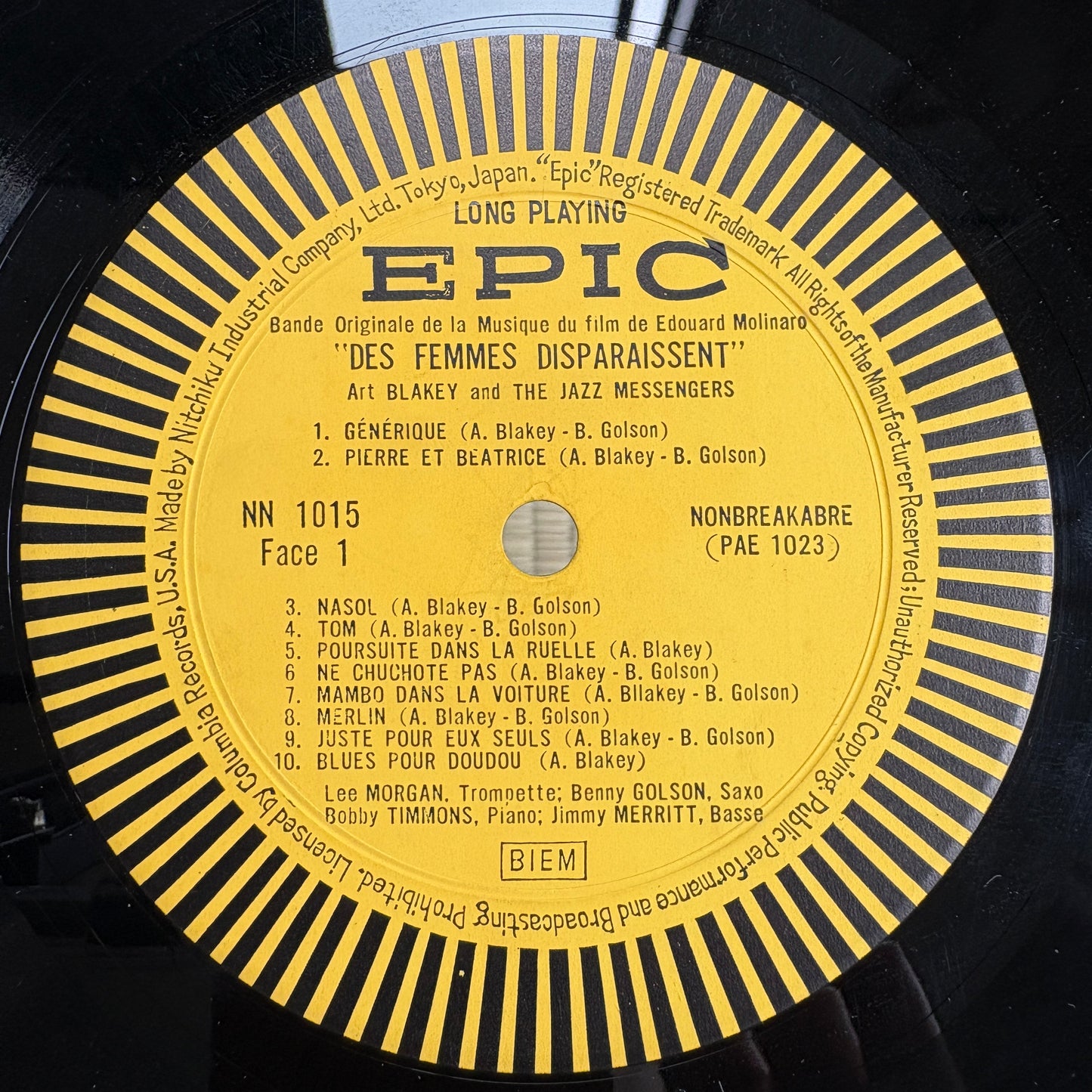 Art Blakey & The Jazz Messengers – Des Femmes Disparaissent / NN-1015 Epic Japan Original LP