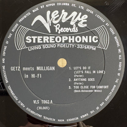 Stan Getz, Gerry Mulligan – Getz Meets Mulligan in HiFi / VLS-1002 Verve Japan Original LP