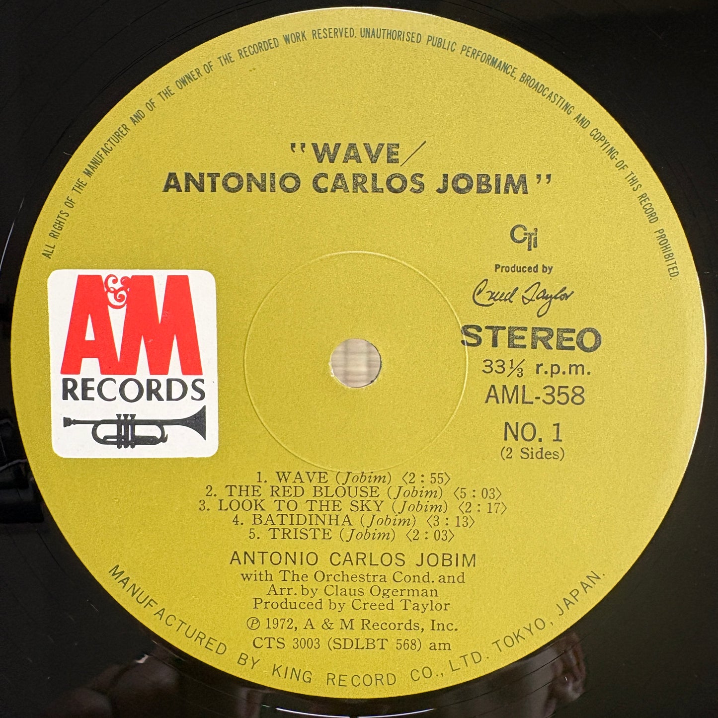 Antonio Carlos Jobim – Wave / AML 358 A&M Japan LP