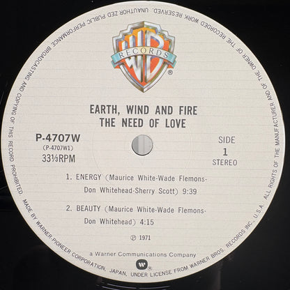Earth, Wind And Fire – The Need Of Love / P-4707W Warner Bros. Japan LP
